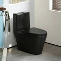 KZG one-piece black ceramic toilet with elongated comfort height bowl and soft-closing seat — image 1