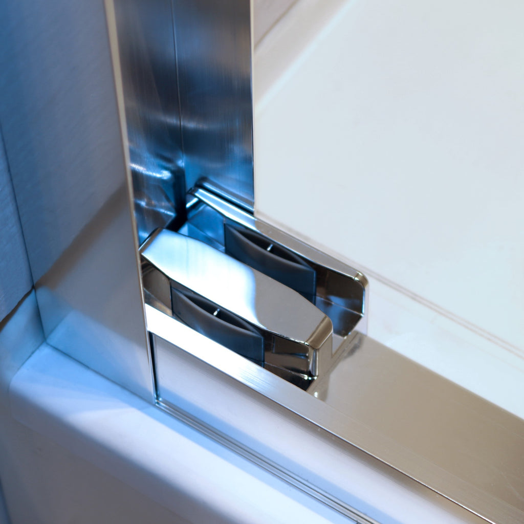 KZG 56-60 inch double sliding tub shower door in chrome aluminum with clear tempered glass — image 4