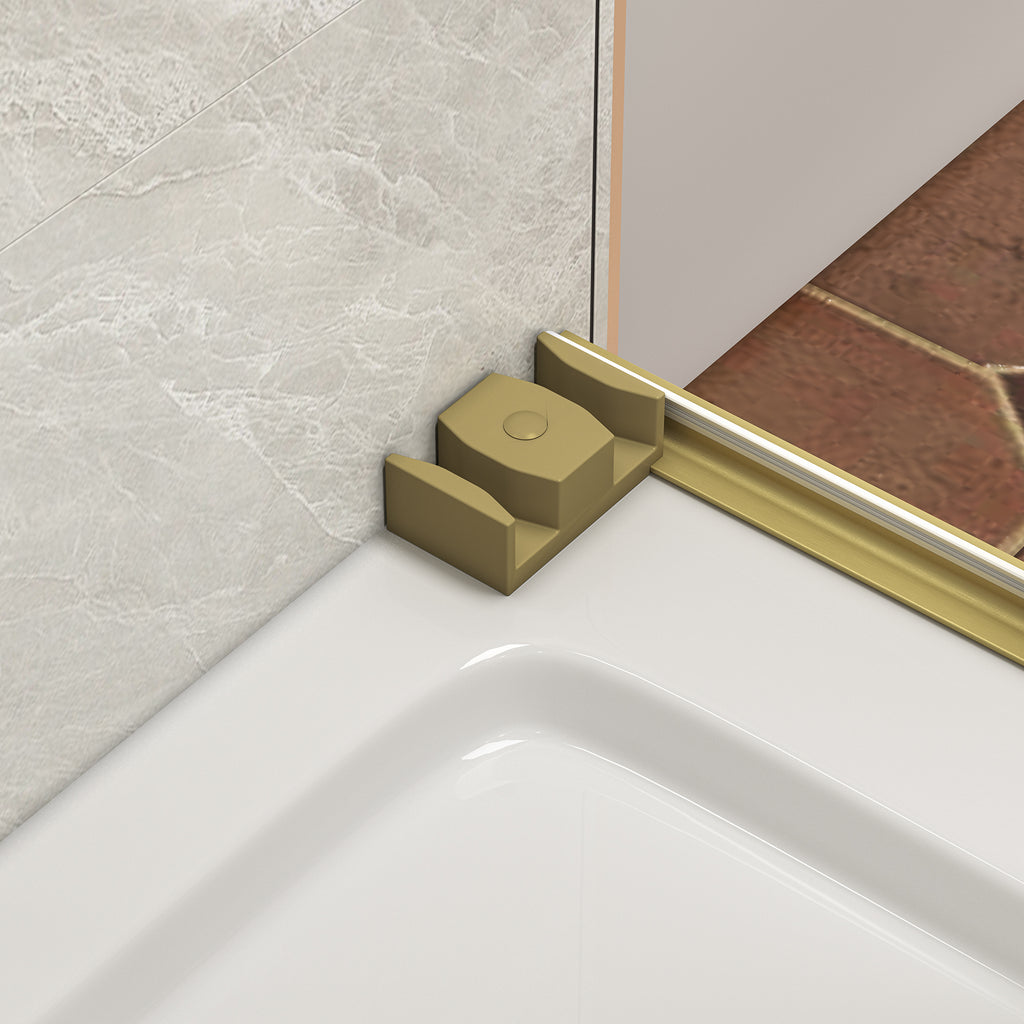 KZG brushed gold frameless bypass sliding shower door, 55–60 in. wide, 76 in. tall — image 6