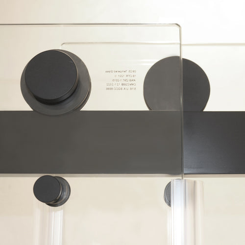 KZG 55-59 inch frameless double sliding shower door in matte black with tempered glass — image 4