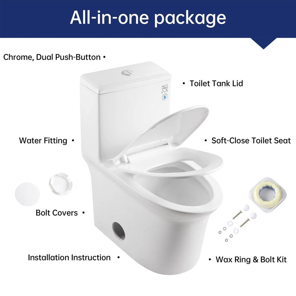 KZG elongated comfort height one-piece toilet in white ceramic with soft close seat — image 7