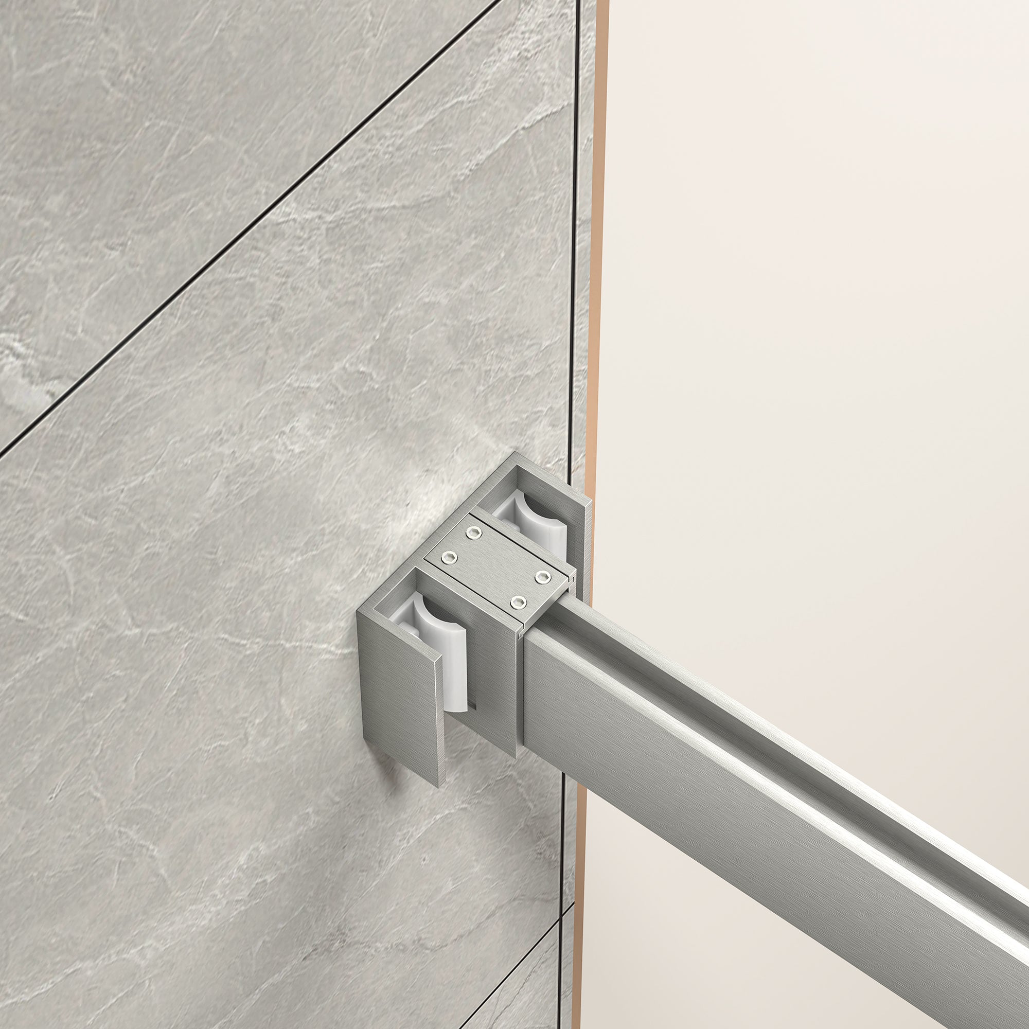 KZG 55-60 inch reversible bypass frameless shower door in brushed nickel with tempered glass — image 6
