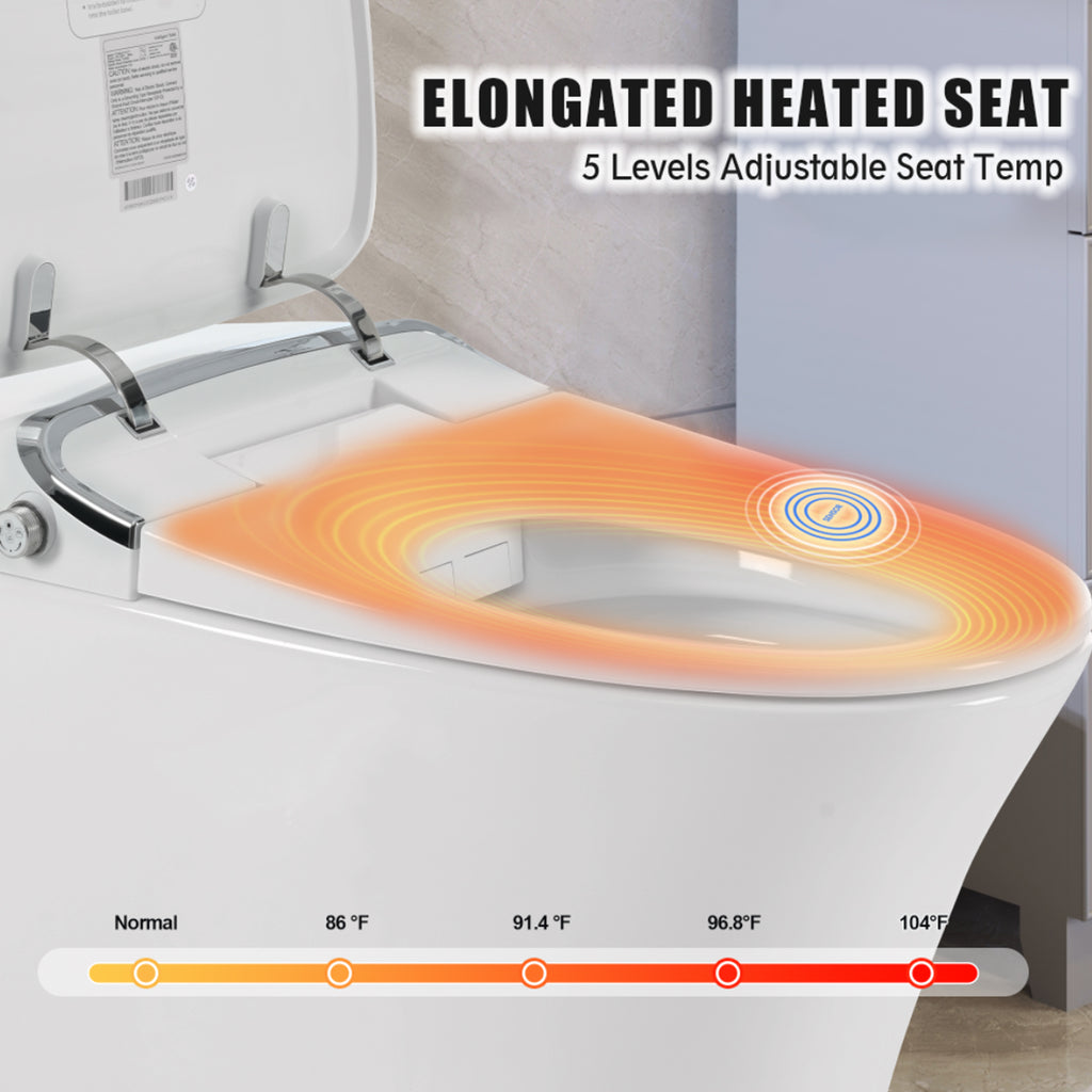 White elongated smart bidet toilet with heated seat and dryer — image 3