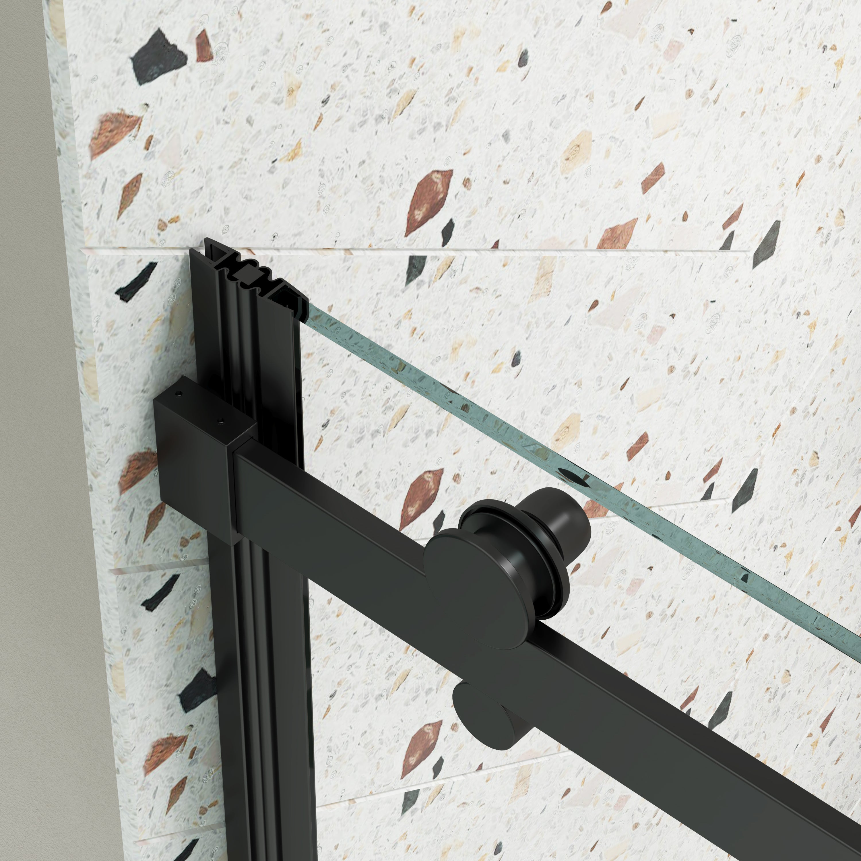 Matte black sliding shower door with tempered glass, 60 in. × 74 in. — image 6