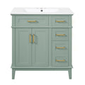 KZG 30-inch modern light green bathroom vanity with ceramic sink and soft-close doors — image 1