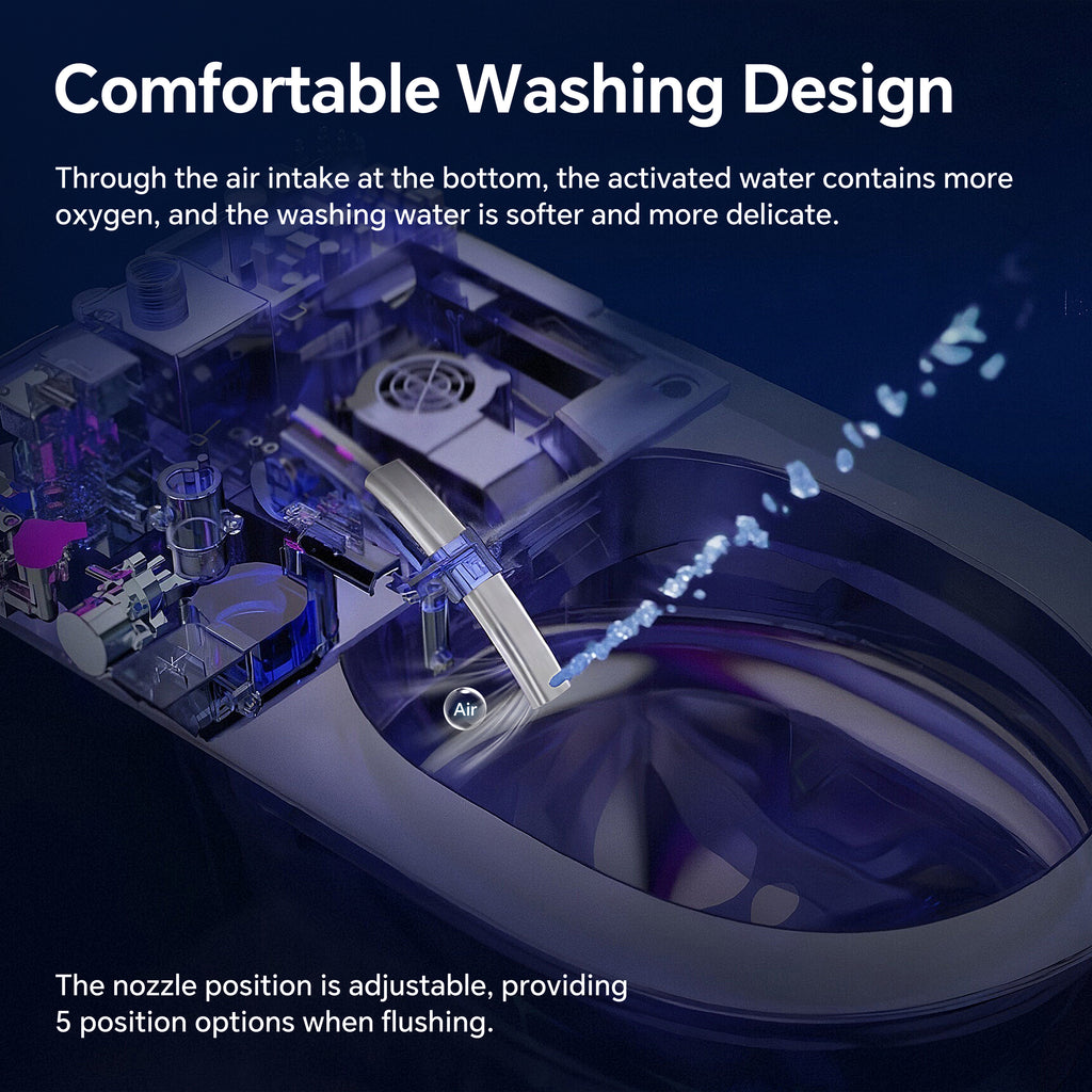 KZG elongated smart toilet with bidet, heated seat, and night light in white ceramic — image 2