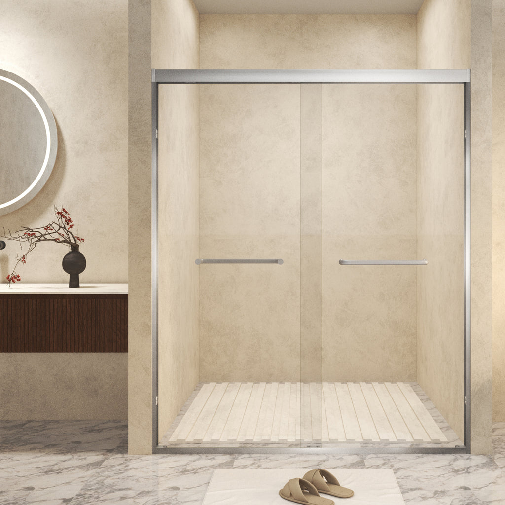 Brushed Nickel Sliding Shower Door — 60 in. × 72 in. with Tempered Glass — image 2