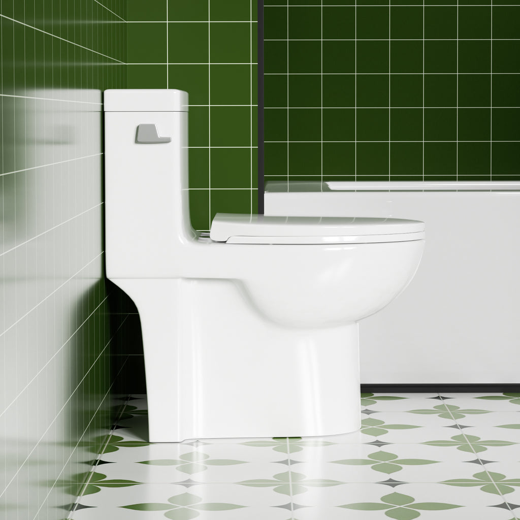 KZG gloss white elongated one-piece toilet with ADA comfort height — image 7