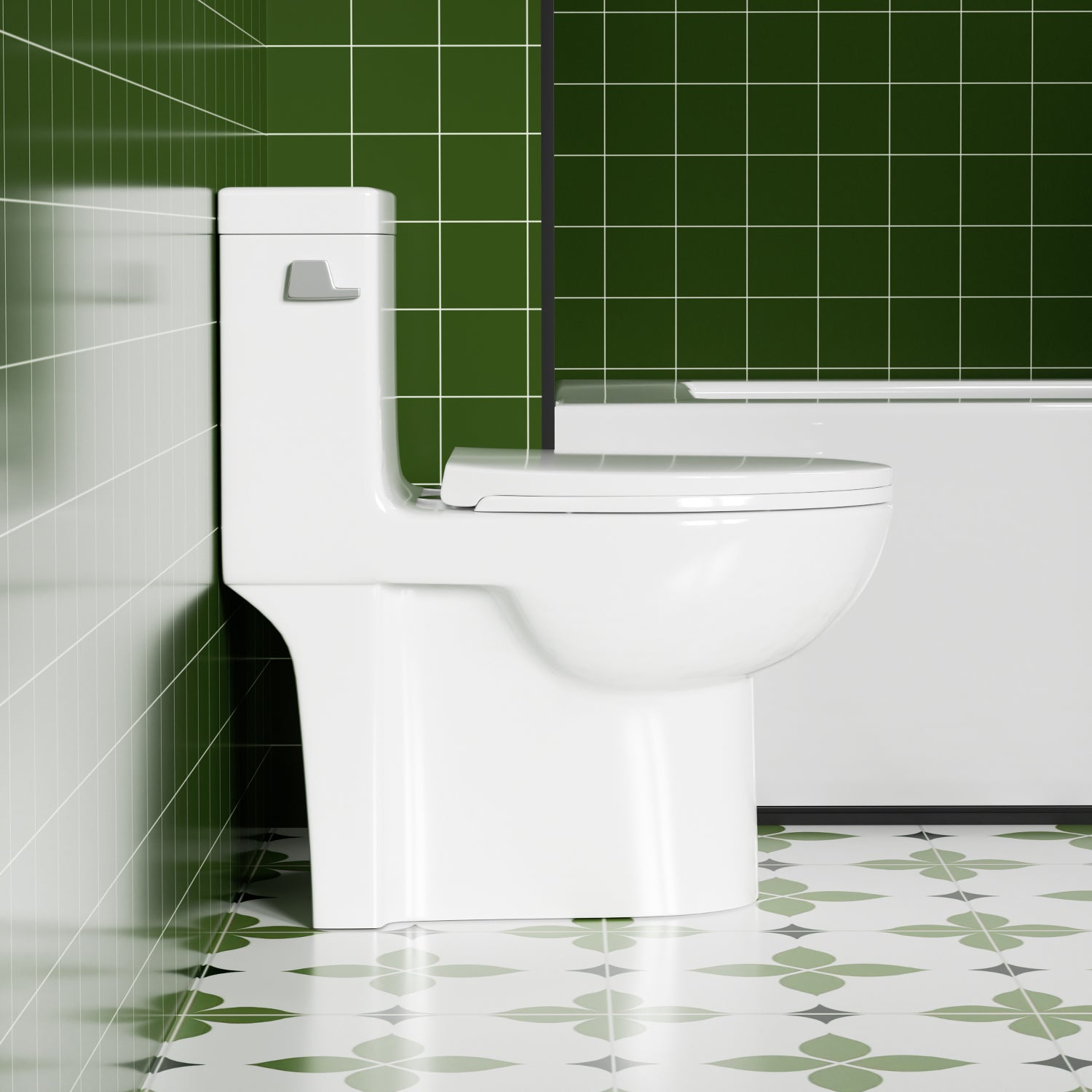 KZG gloss white elongated one-piece toilet with ADA comfort height — image 7