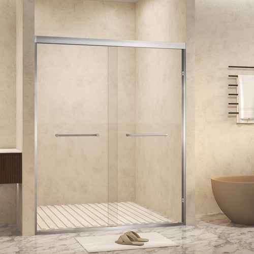Brushed Nickel Sliding Shower Door — 60 in. × 72 in. with Tempered Glass — image 4