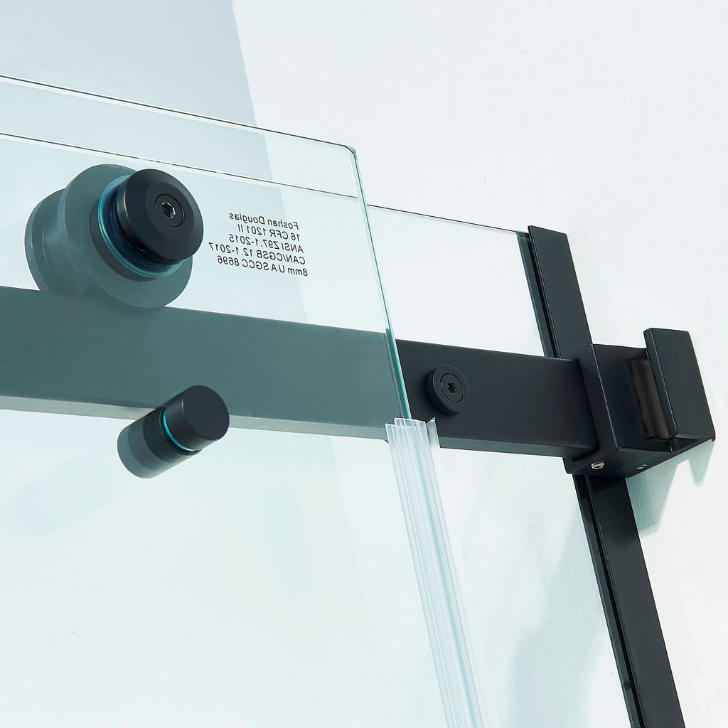 KZG 56-60 in. semi-frame sliding shower door in matte black with tempered glass — image 3
