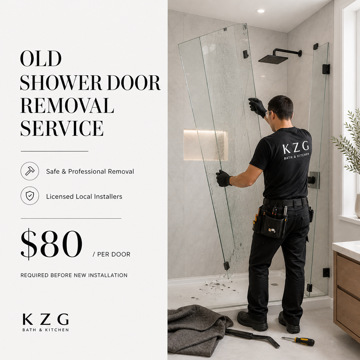 old shower door removal and haul-away service for Greater Los Angeles customers — image 1