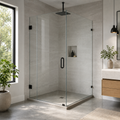 KZG Kzg Corner Enclosure — frameless tempered glass shower in modern American bathroom