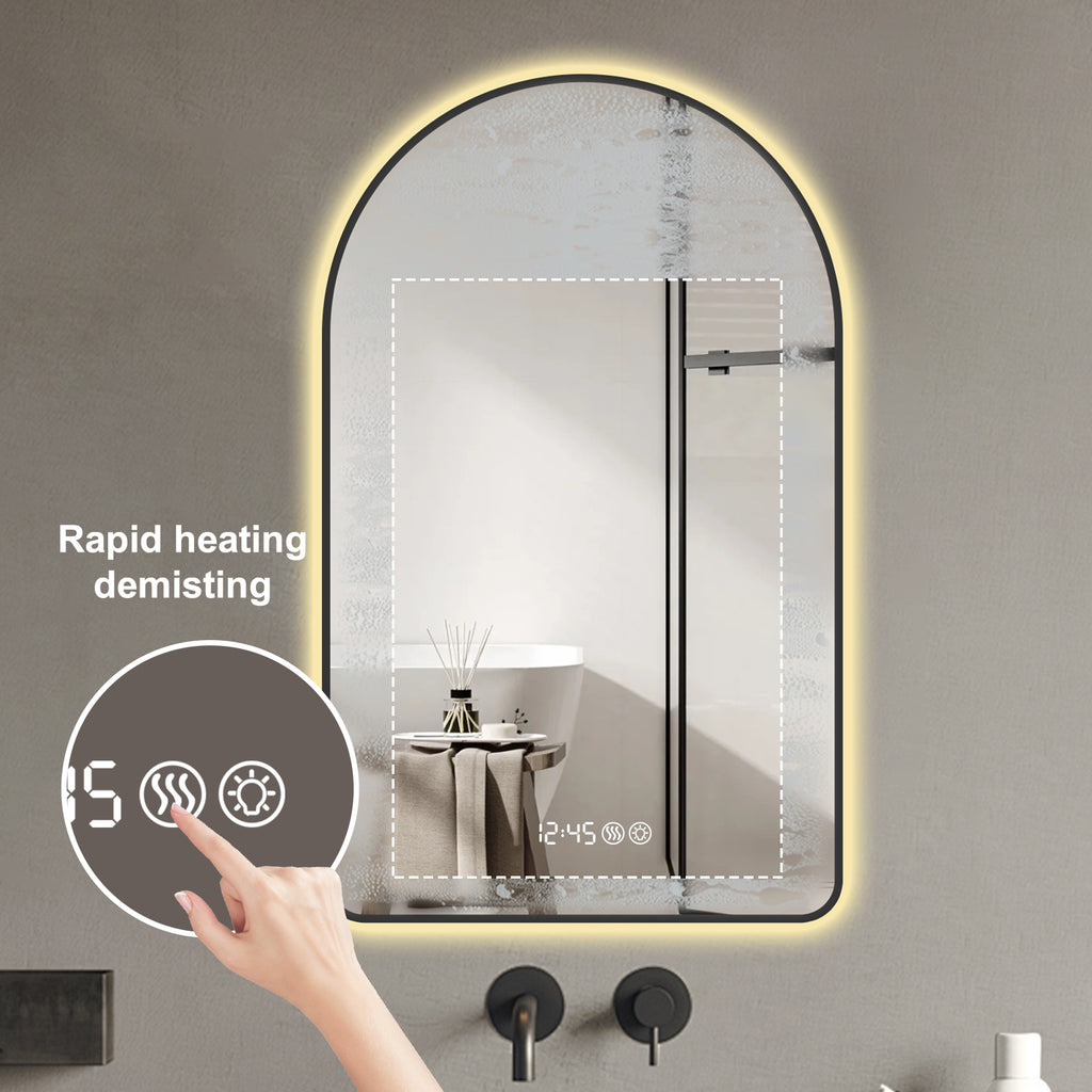 Arched LED Vanity Mirror — 32 in. × 60 in. Black — lifestyle 5