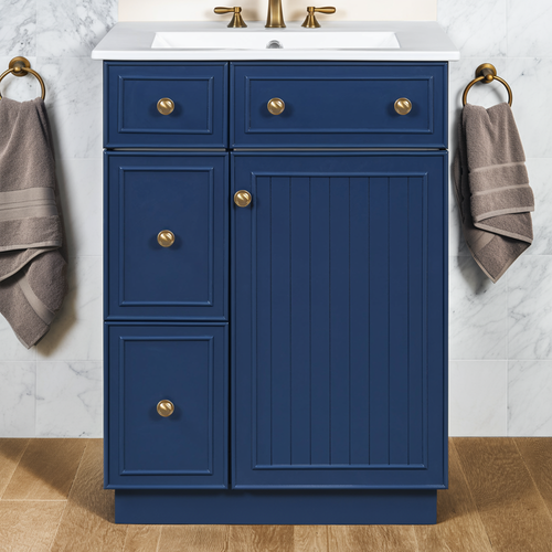 Blue Bathroom Vanity with Ceramic Sink — 24 in. — lifestyle 2