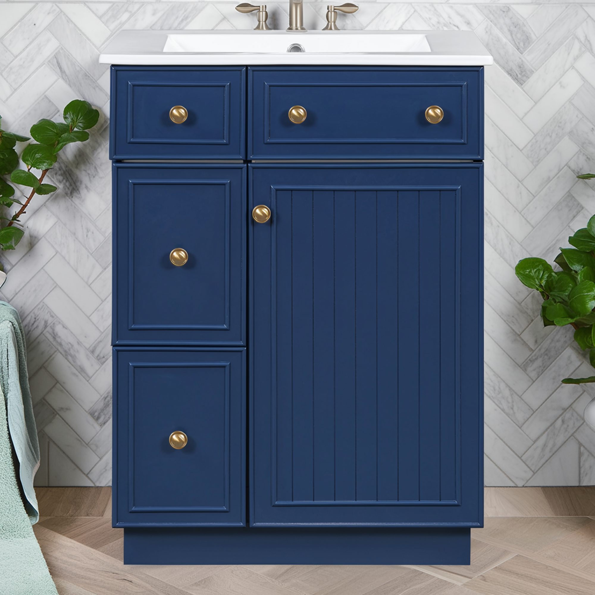 Blue Bathroom Vanity with Ceramic Sink — 24 in. — lifestyle 4