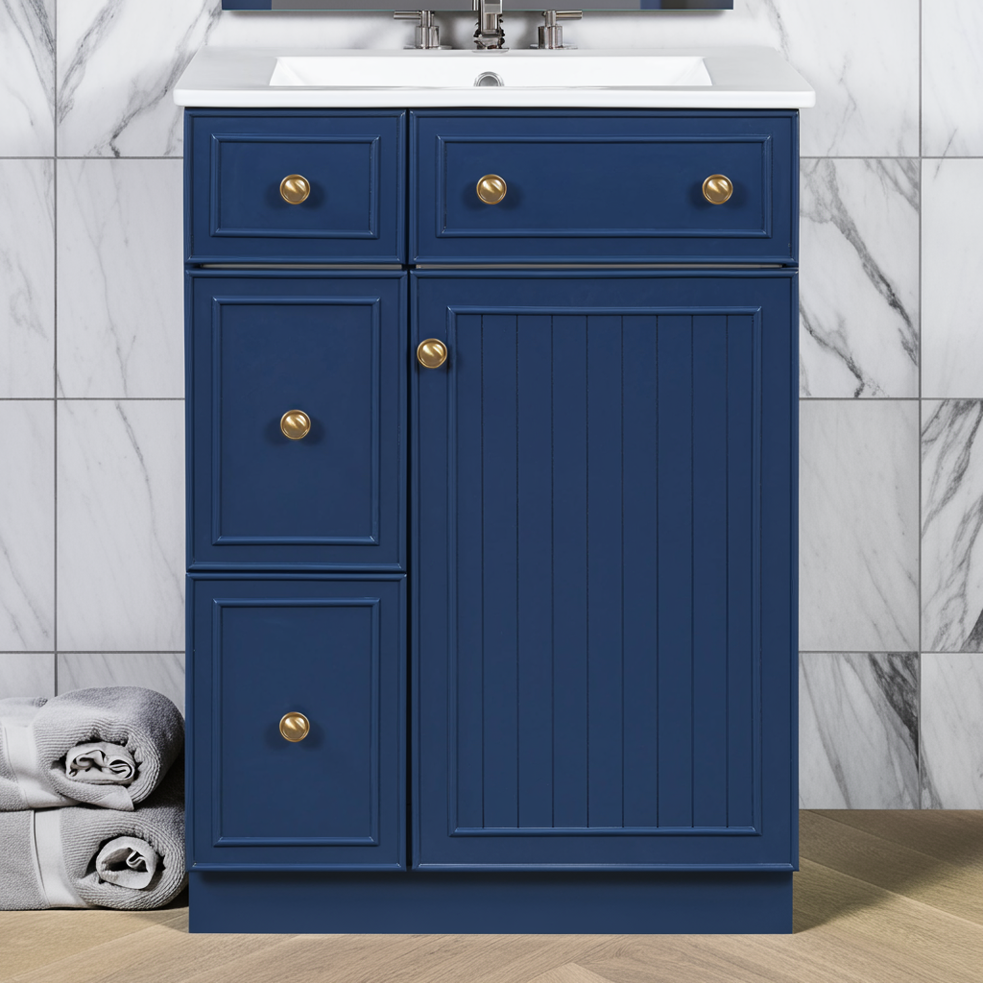 Blue Bathroom Vanity with Ceramic Sink — 24 in. — lifestyle 5