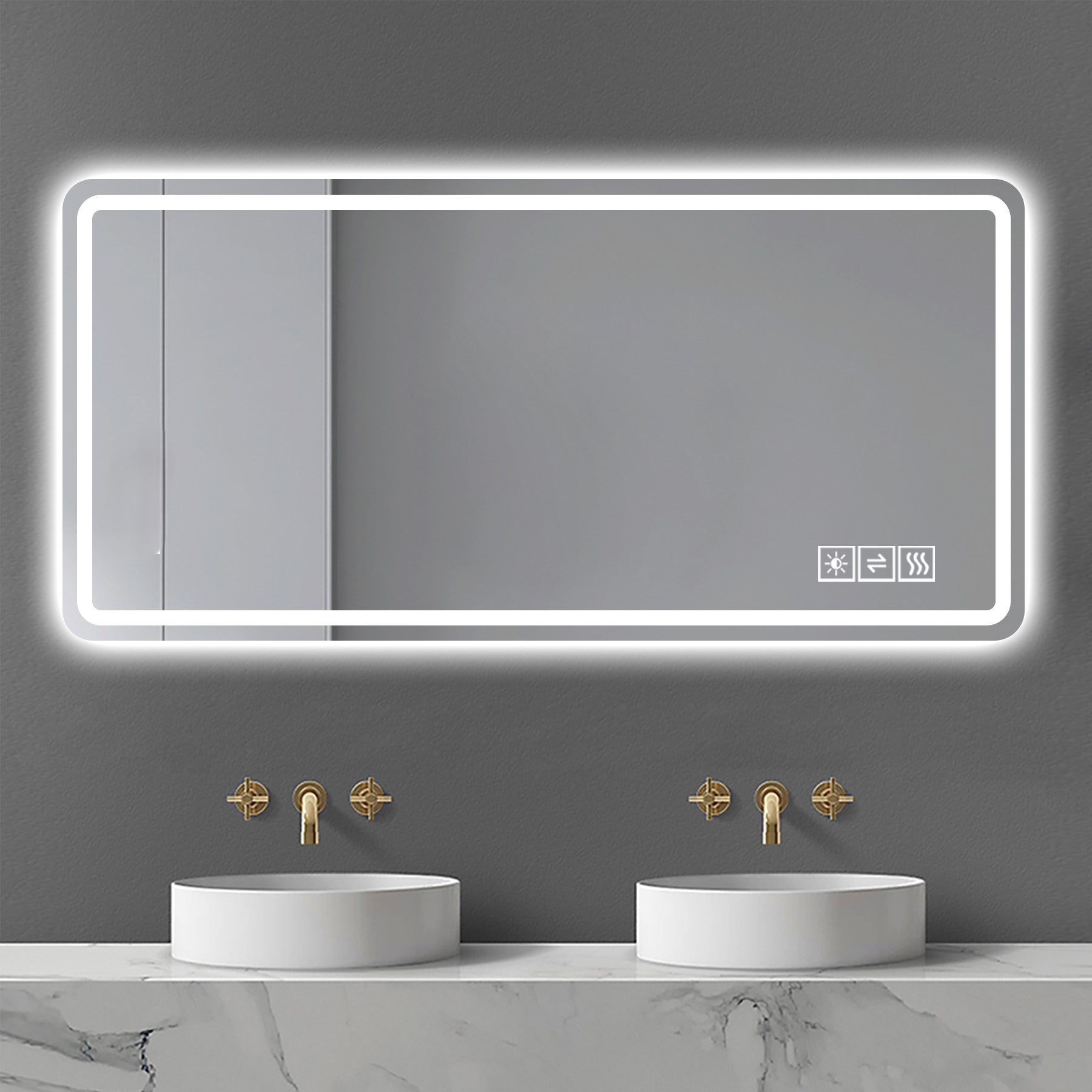 LED Vanity Mirror, Dimmable — 28 in. × 60 in. — lifestyle 2