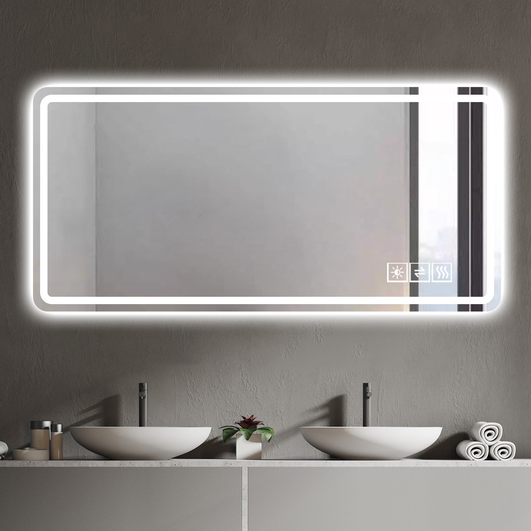 LED Vanity Mirror, Dimmable — 28 in. × 60 in. — lifestyle 3