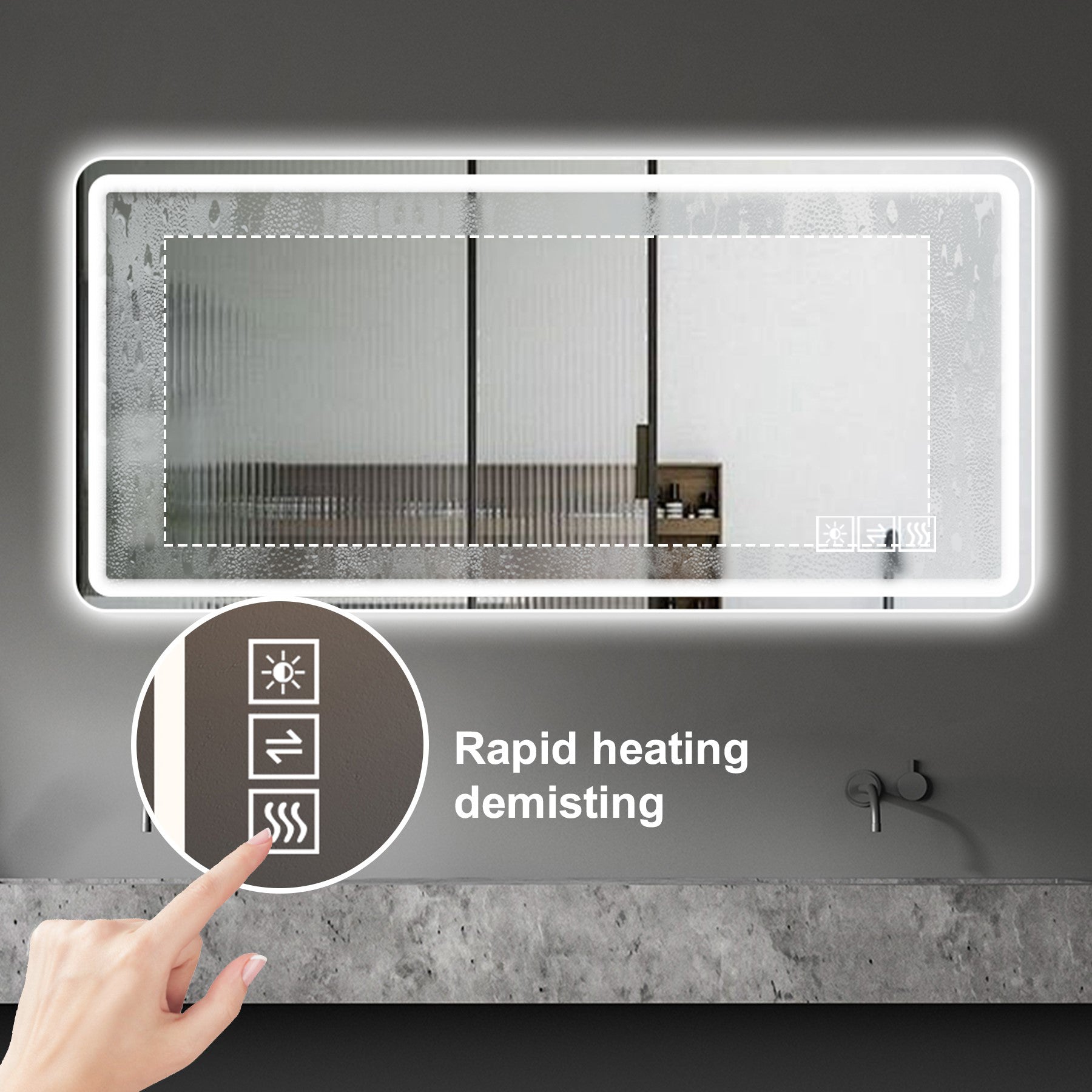 LED Vanity Mirror, Dimmable — 28 in. × 60 in. — lifestyle 4