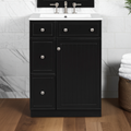 Black Transitional Vanity with Ceramic Sink — 24 in. — lifestyle 1
