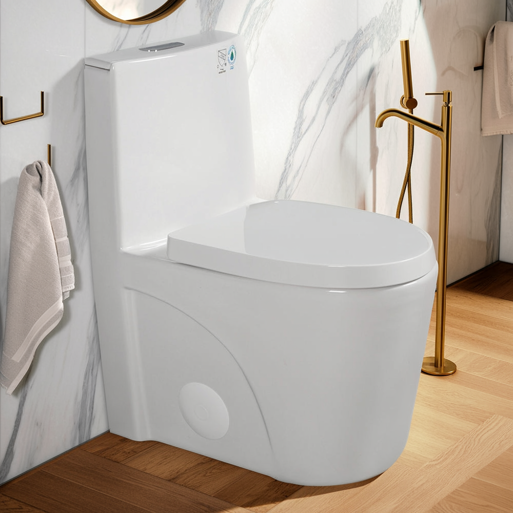 Modern One-Piece Elongated Toilet, 1.1/1.6 GPF — lifestyle 2