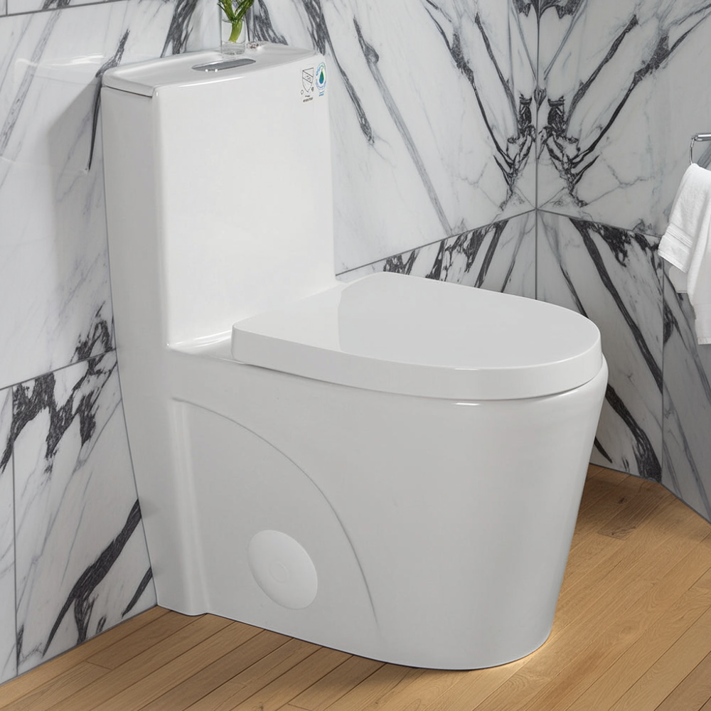 Modern One-Piece Elongated Toilet, 1.1/1.6 GPF — lifestyle 3
