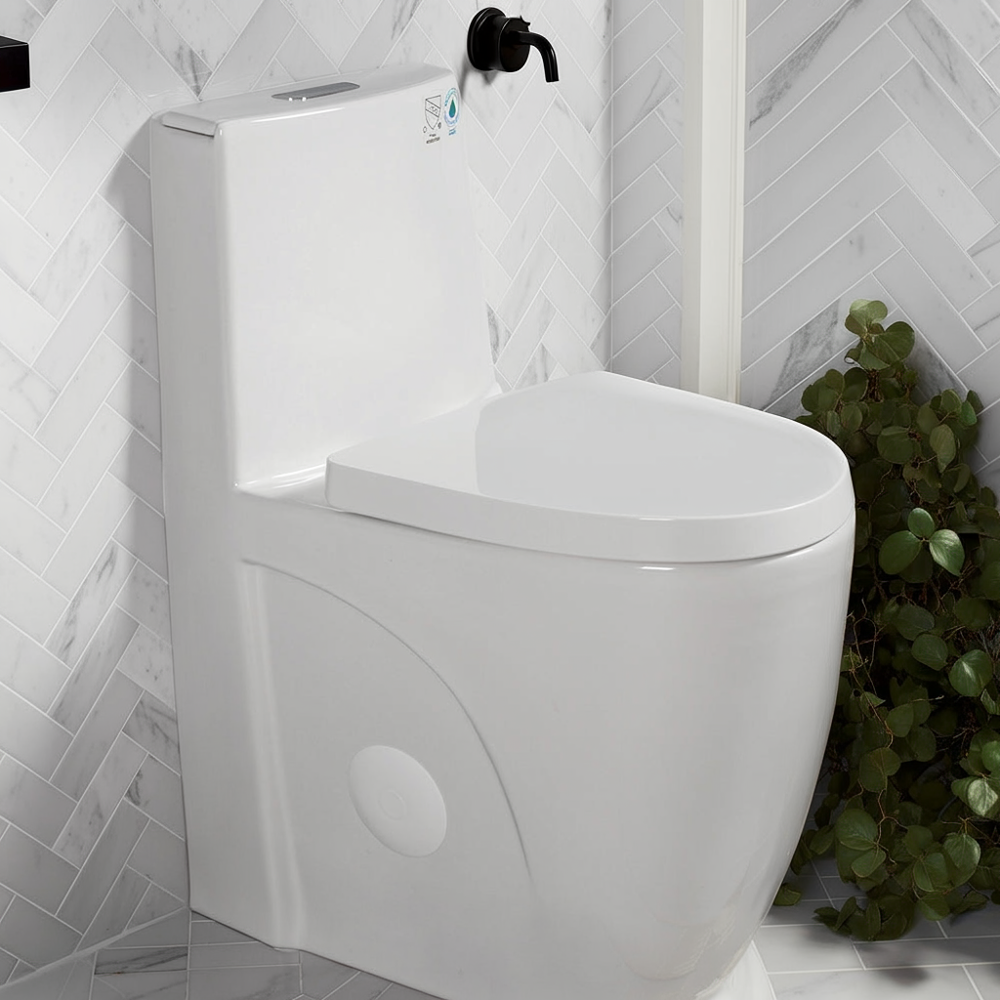 Modern One-Piece Elongated Toilet, 1.1/1.6 GPF — lifestyle 4