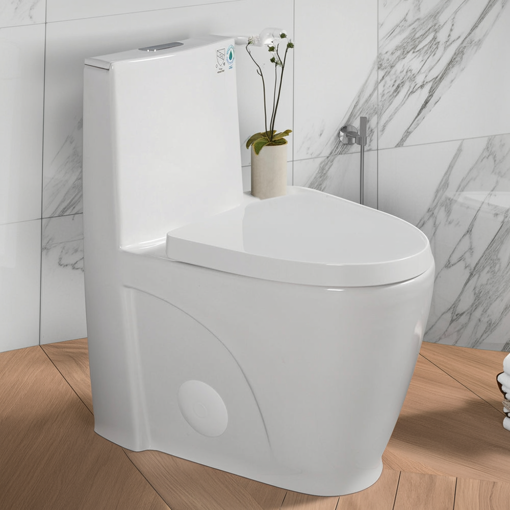 Modern One-Piece Elongated Toilet, 1.1/1.6 GPF — lifestyle 5