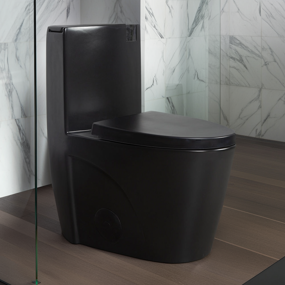 Matte Grey One-Piece Toilet — Comfort Height, Dual-Flush — lifestyle 3