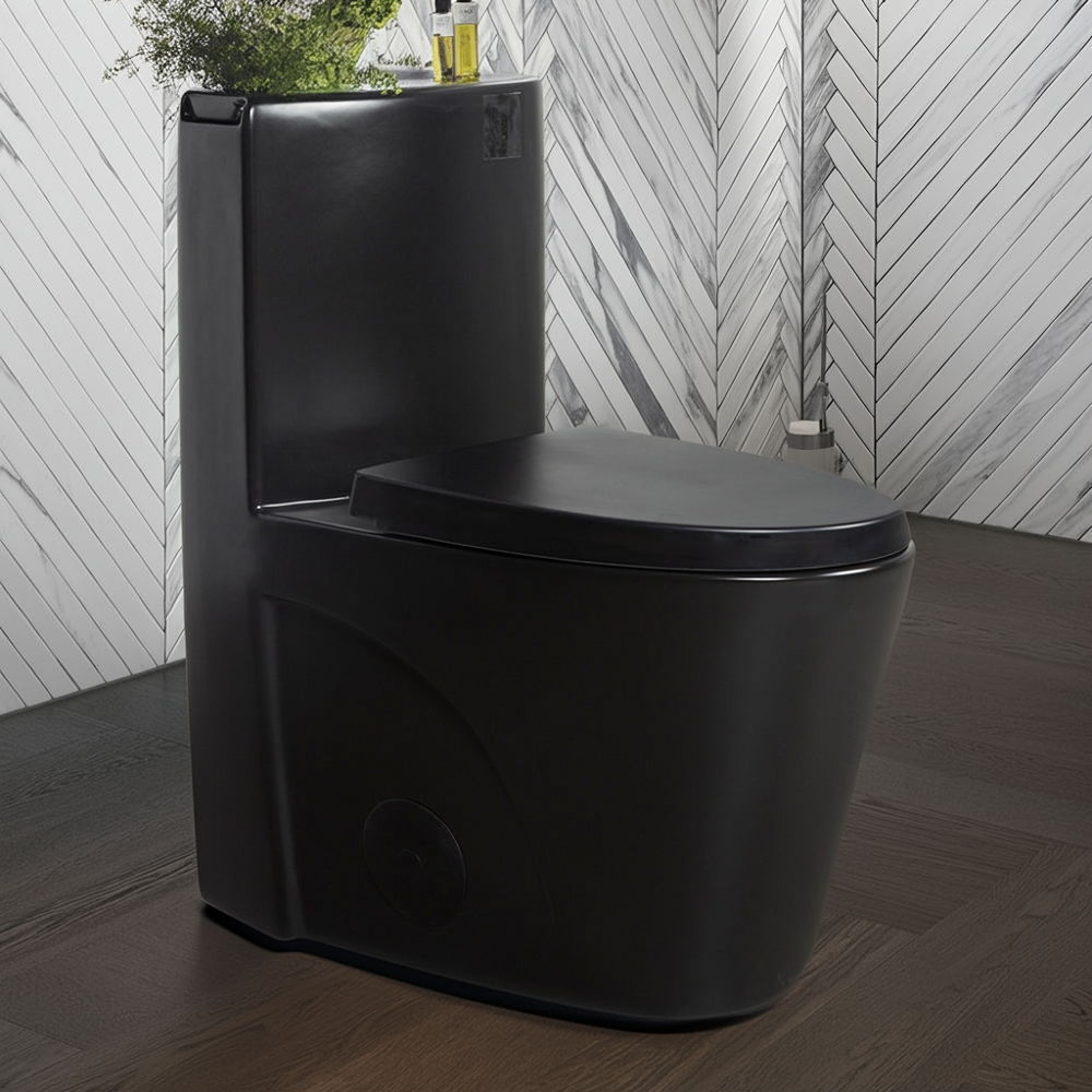 Matte Grey One-Piece Toilet — Comfort Height, Dual-Flush — lifestyle 4