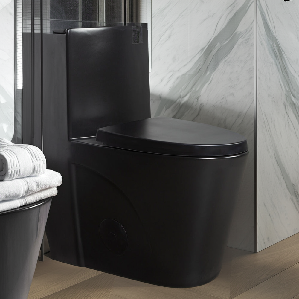 Matte Grey One-Piece Toilet — Comfort Height, Dual-Flush — lifestyle 5