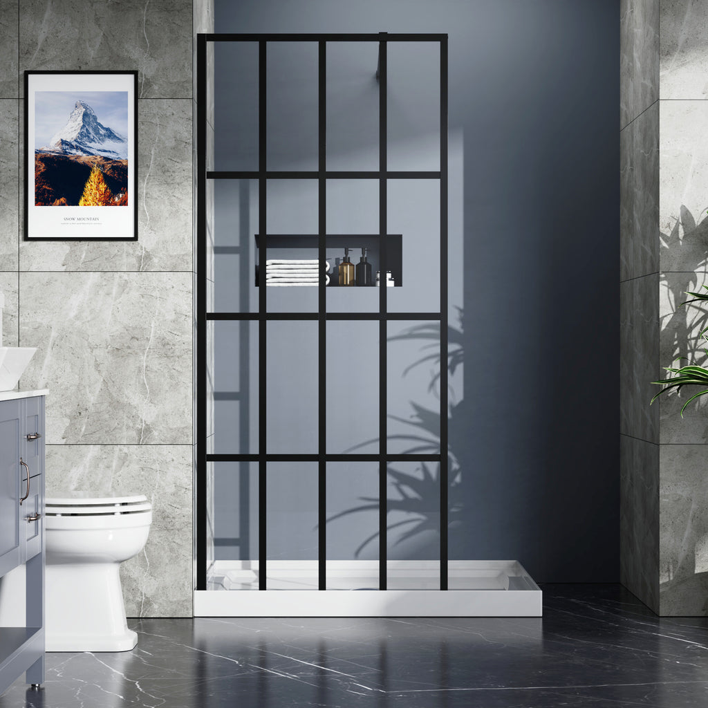 Black Framed Shower Screen Panel — 34 in. × 72 in. — lifestyle 2