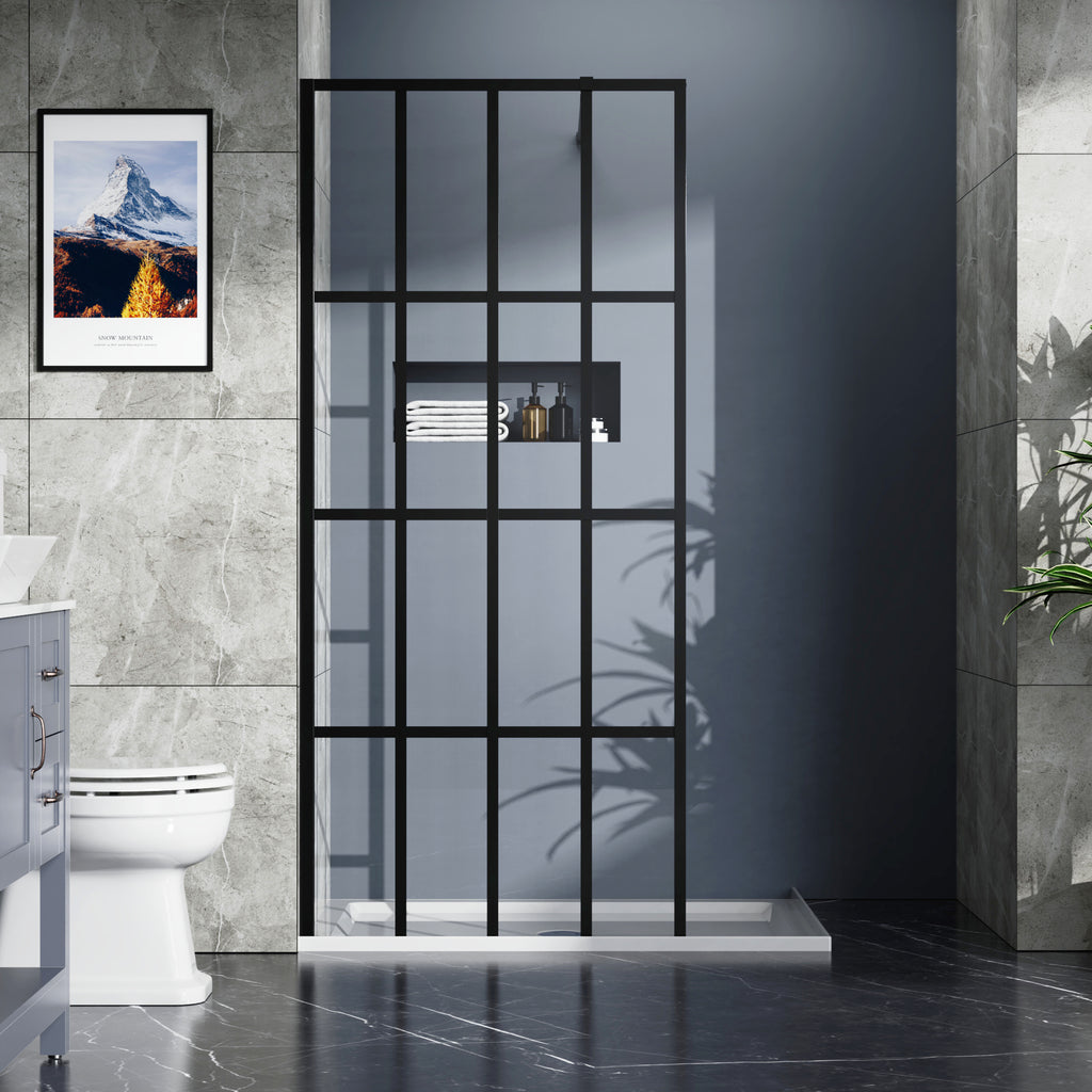Black Framed Shower Screen Panel — 34 in. × 72 in. — lifestyle 3