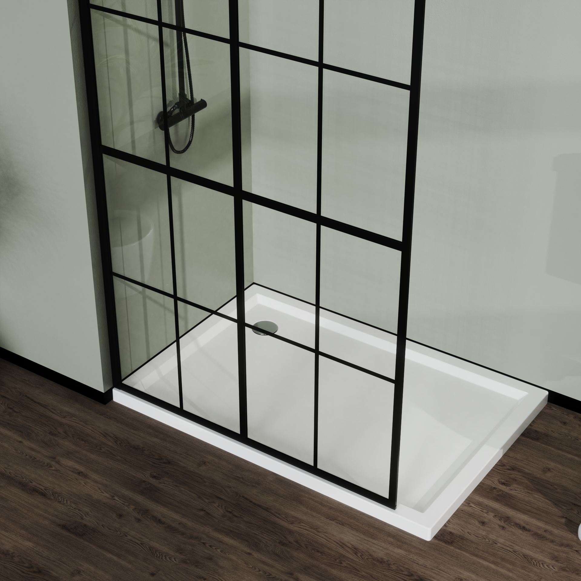 Matte Black Walk-In Shower Screen — 46 in. × 72 in. — lifestyle 4