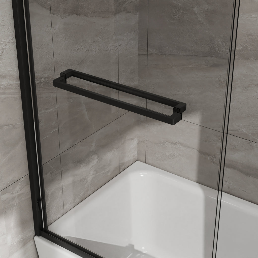 Matte Black Sliding Shower Door — 60 in. × 58 in. — lifestyle 5
