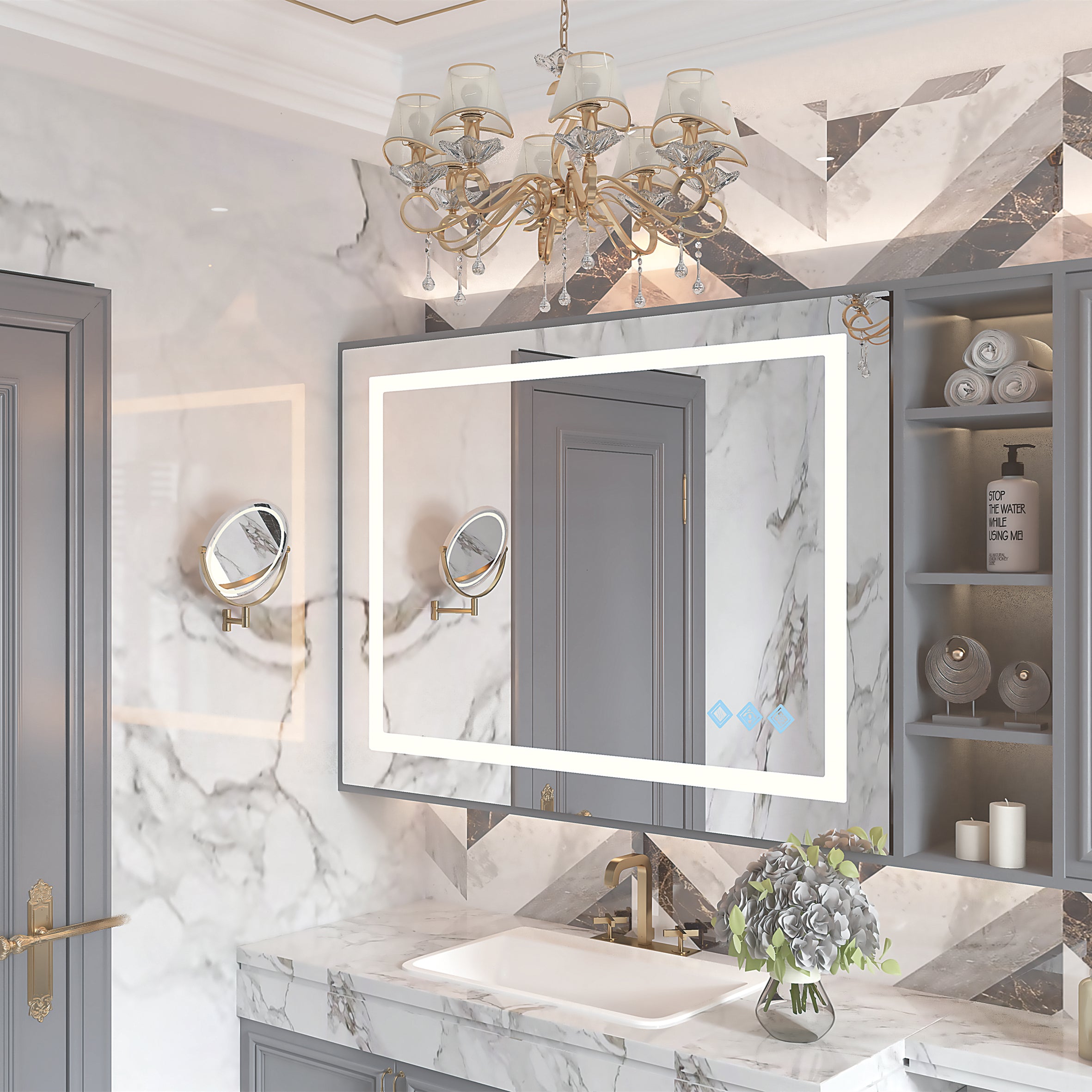 48" × 36" LED Bathroom Mirror — 3-Color Dimmable — lifestyle 2