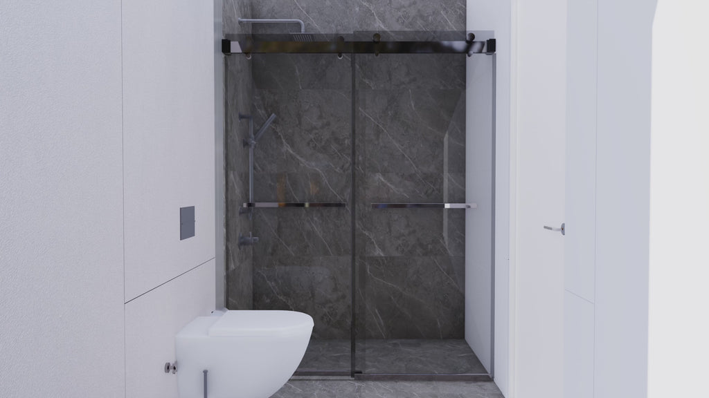 Frameless Double Sliding Shower Door — 3/8 in. Clear Glass