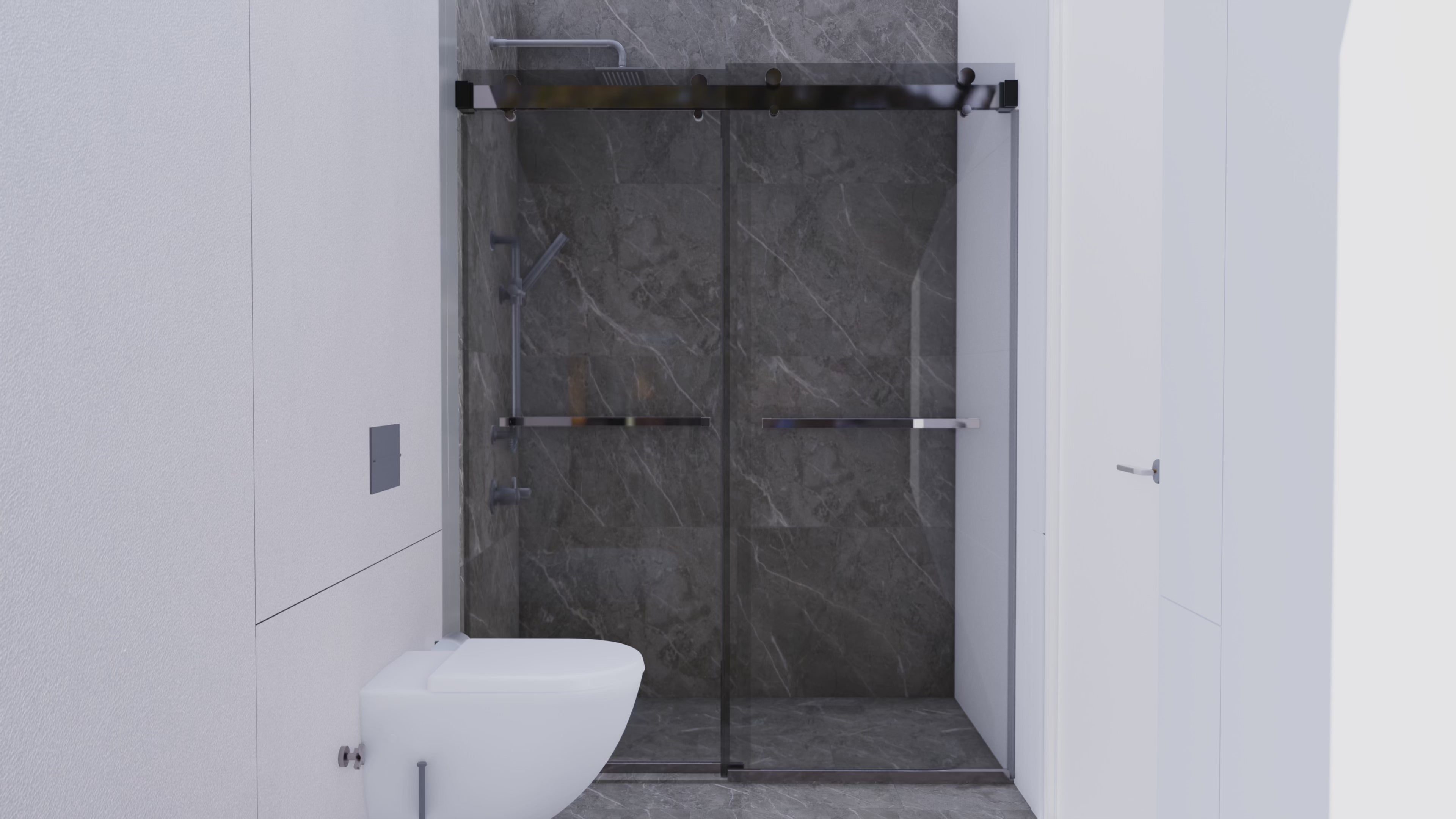 Frameless Double Sliding Shower Door — 3/8 in. Clear Glass