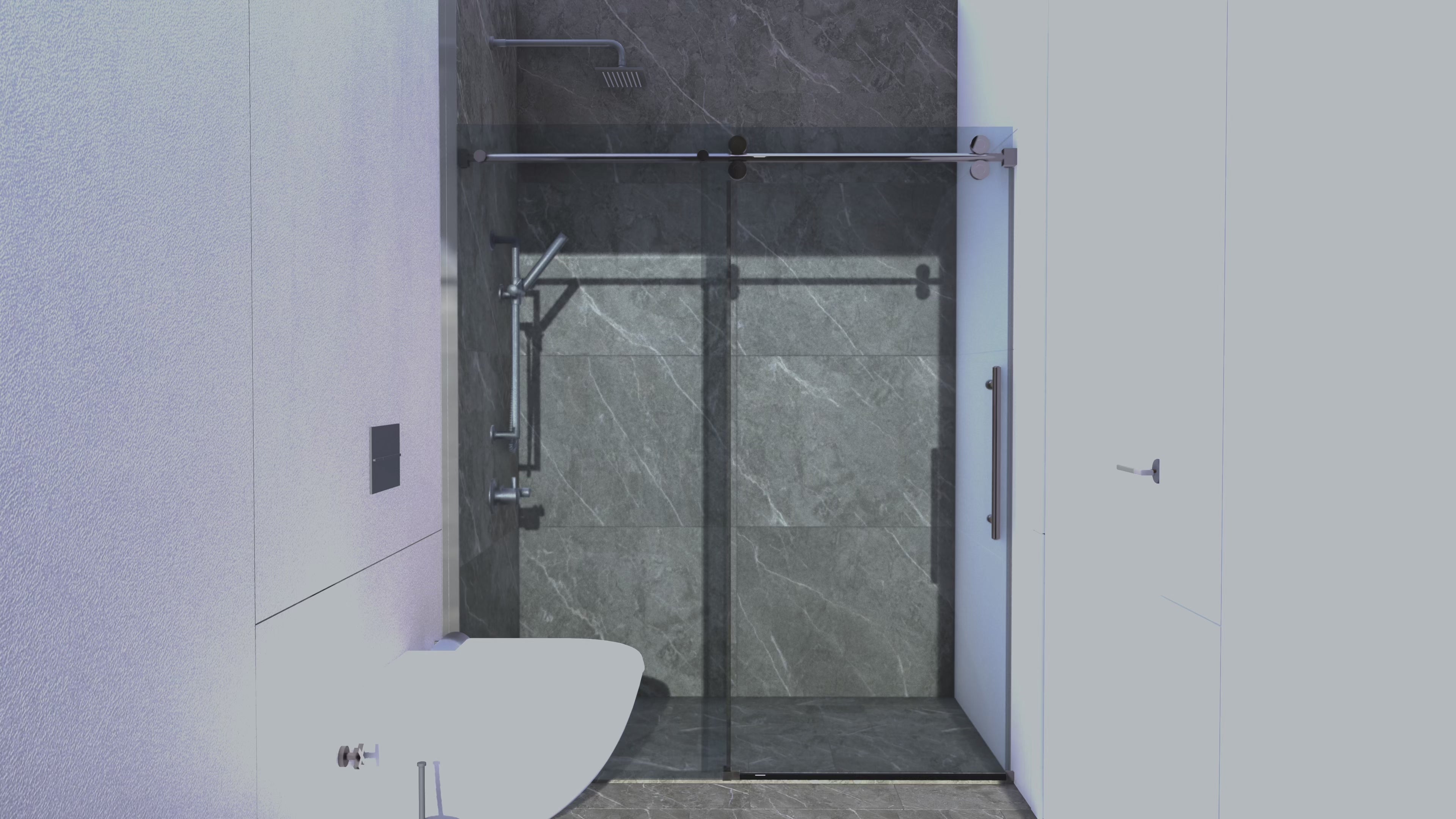 Frameless Single Sliding Shower Door — 3/8 in. Clear Glass